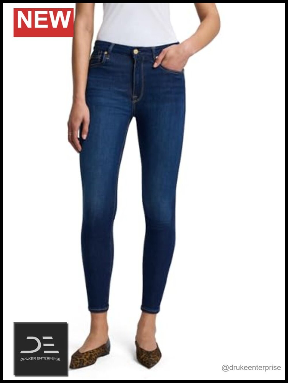 High Waist Ankle Skinny Jeans Five Pocket Stretch